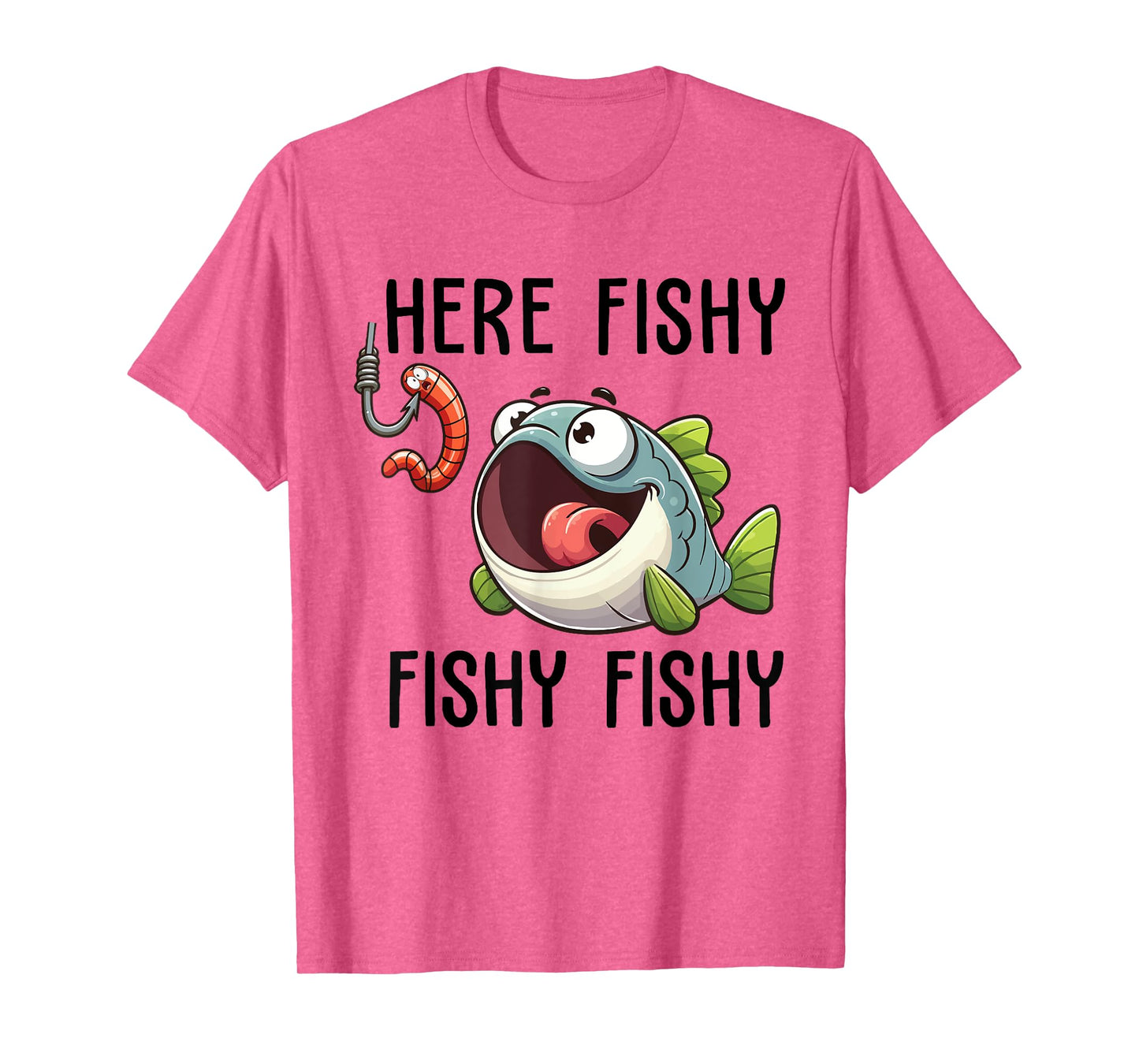 Here Fishy Fisherman Funny Fishing Lover Cute Fish Worm T-Shirt