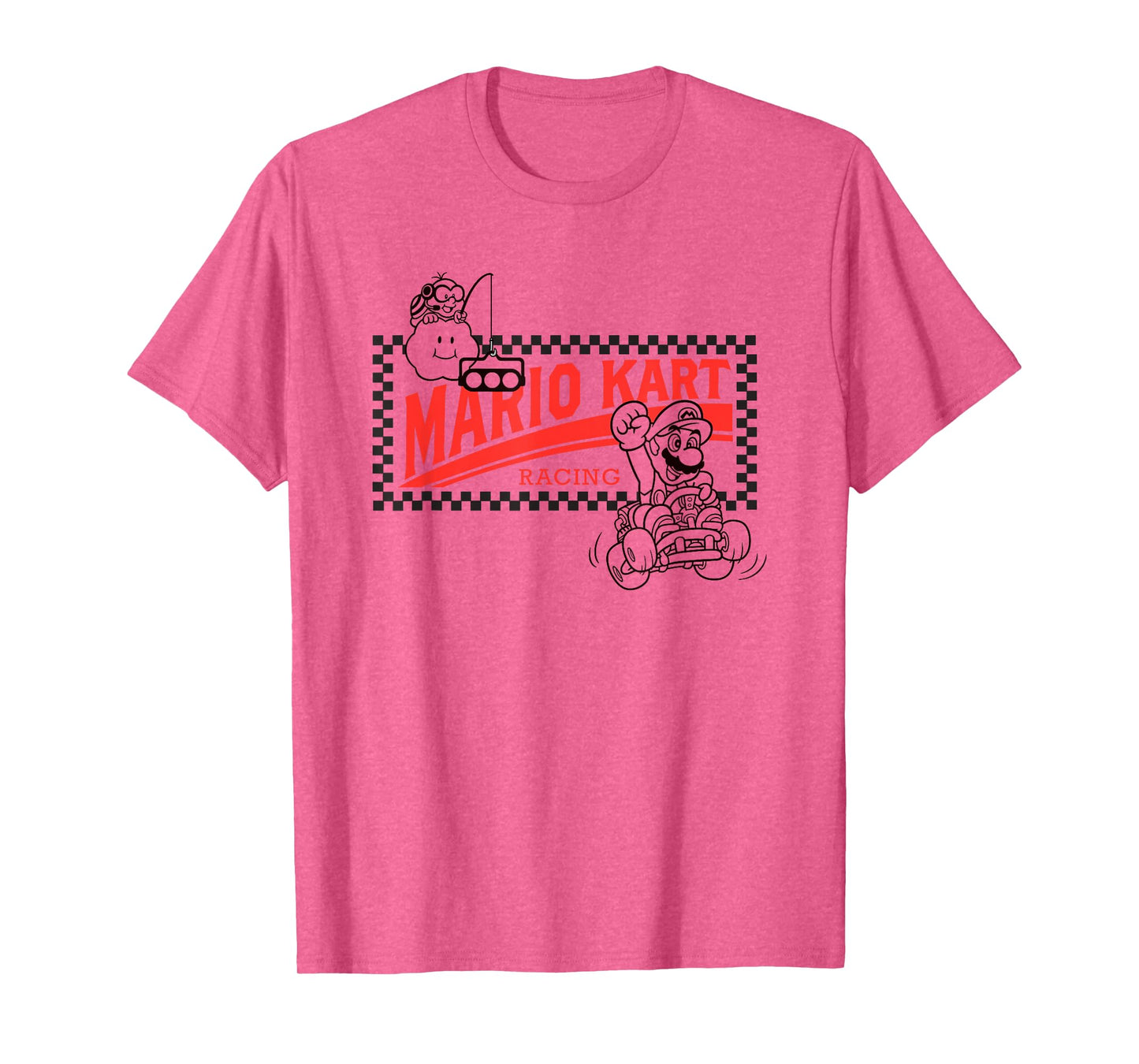 Mario Kart Racing Vintage Checkerboard Frame Logo T-Shirt