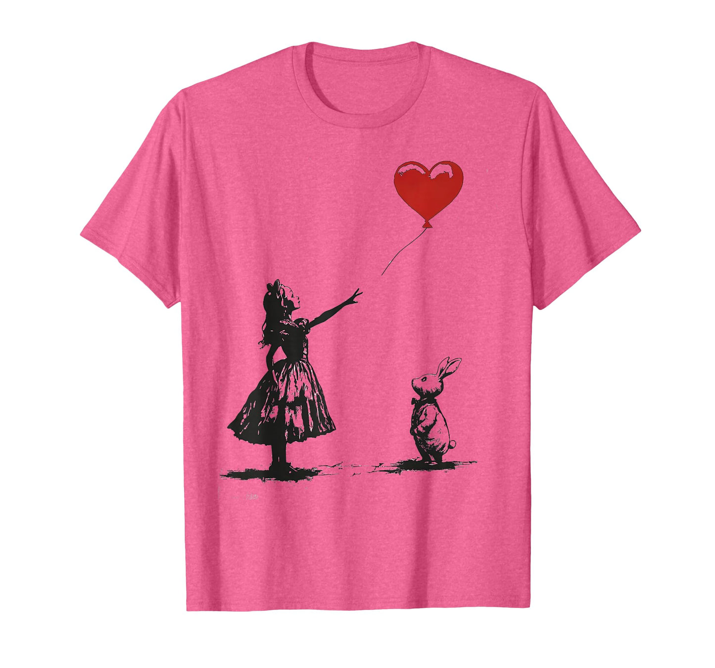 Alice in Wonderland with Balloon Rabbit Whimsical Fantasy T-Shirt