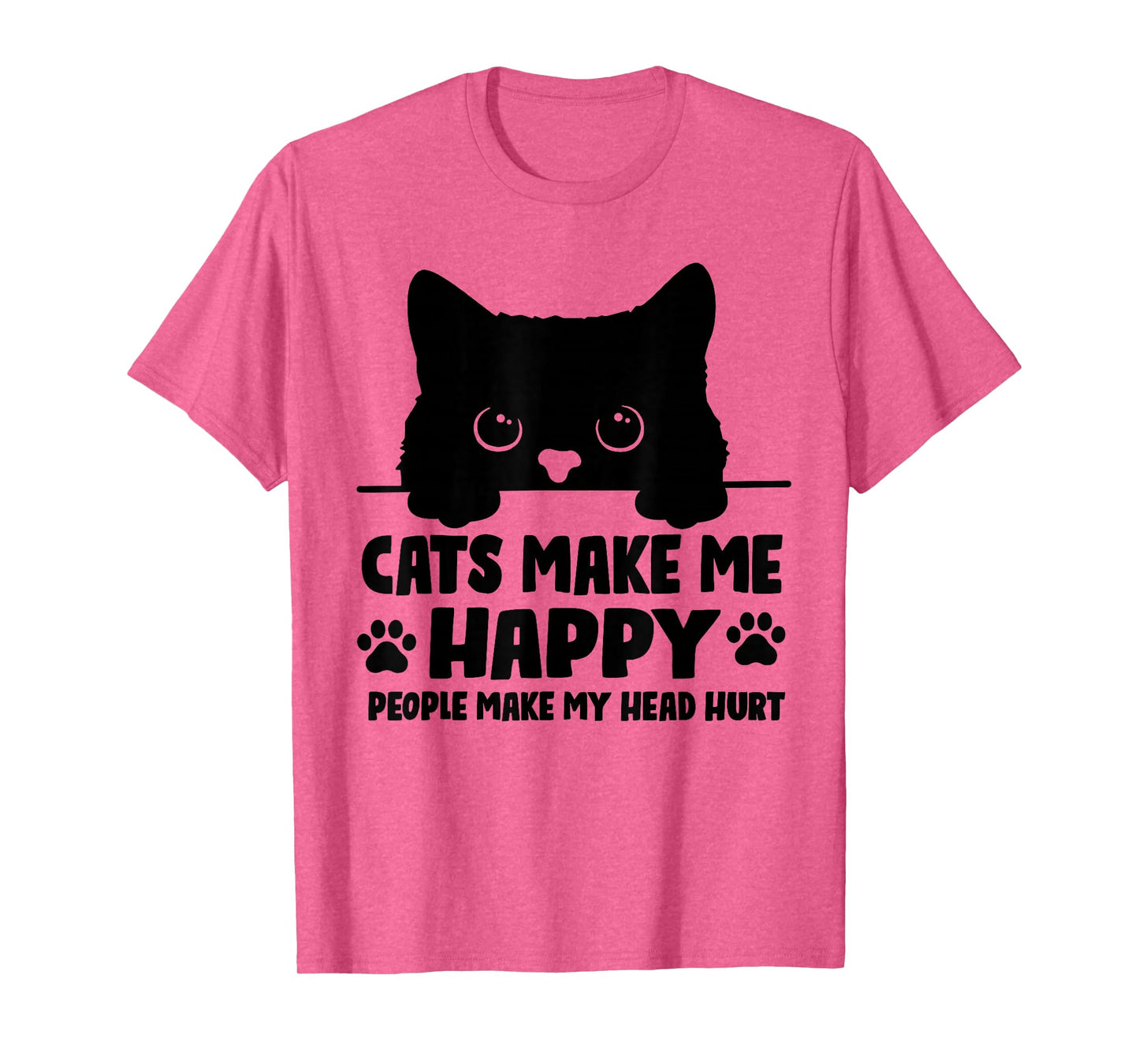 Cats Make Me Happy Humans Make My Head Hurt Black Cat Lover T-Shirt