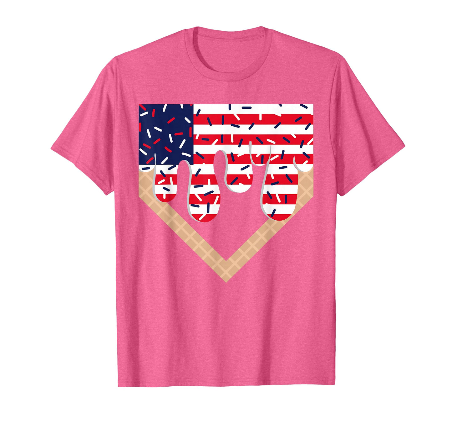 Baseball Drip Boy Ice Cream Patriotic American Flag 4th July T-Shirt