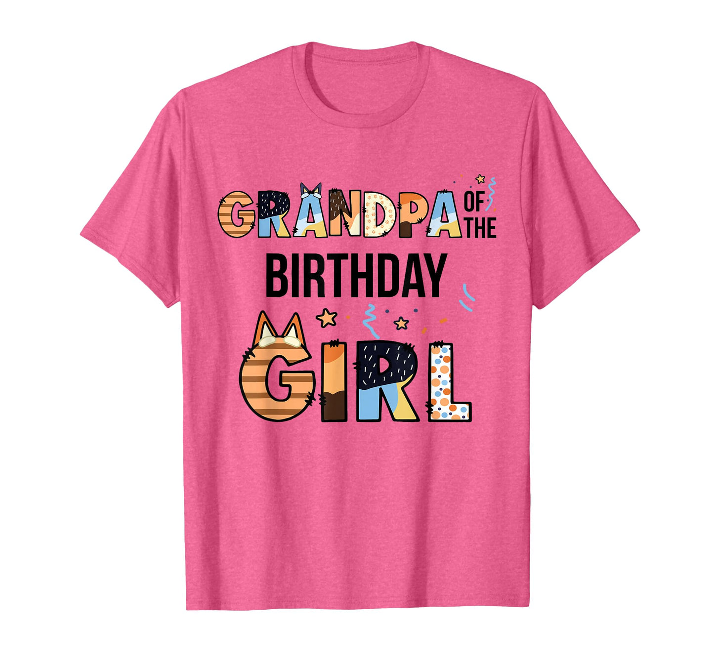 Grandpa Of The Birthday Girl Party Blue Dog Lover Matching T-Shirt
