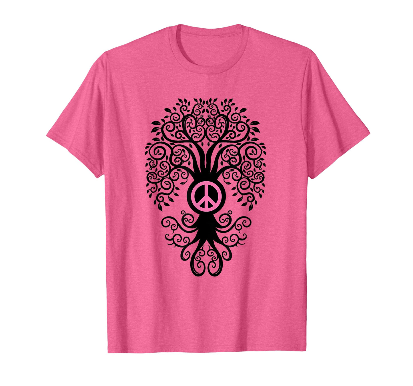 Bodhi Tree with Pink Peace Sign Yoga Tshirt T-Shirt