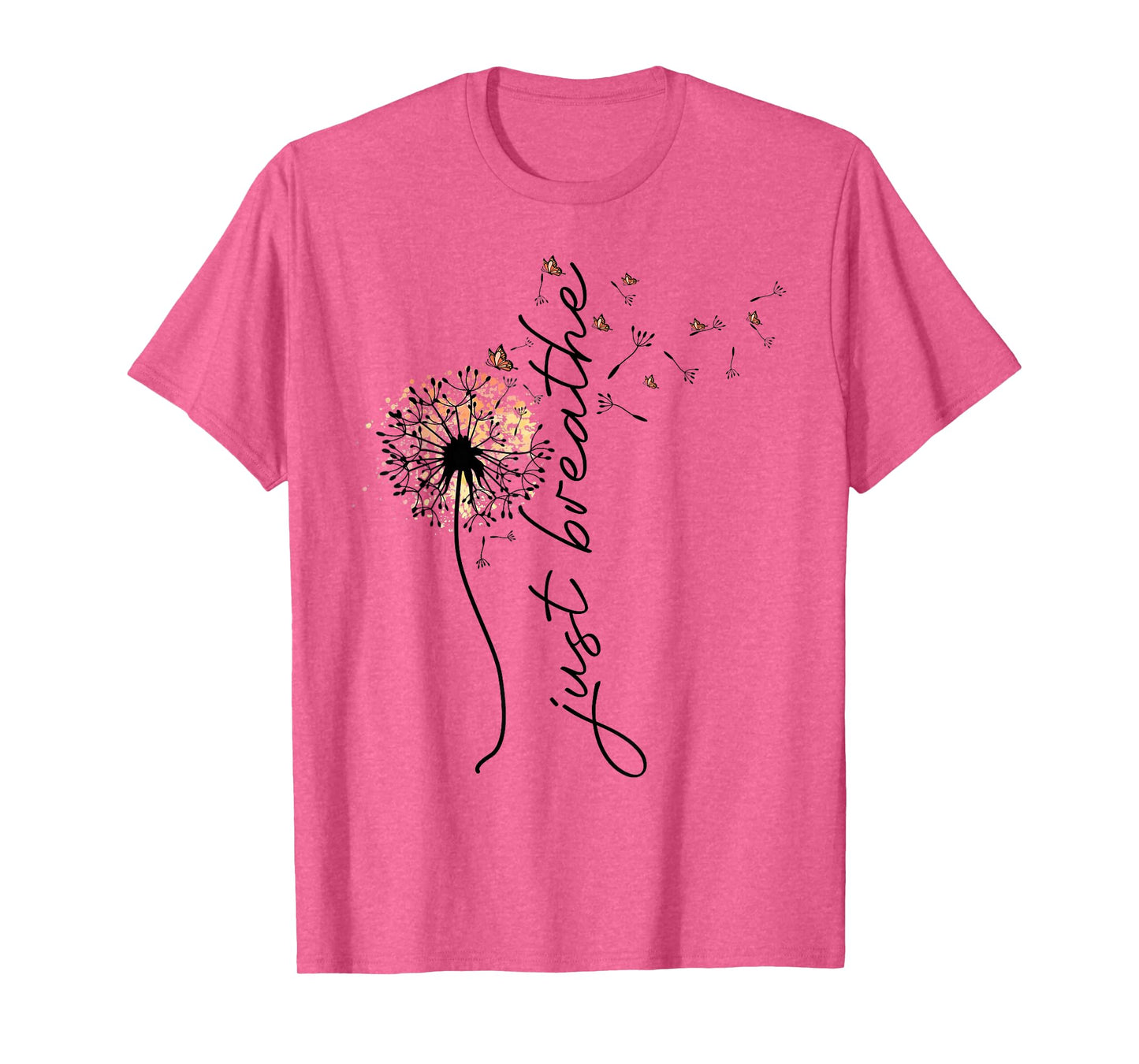 Just Breathe Tee Dandelion and Buterflies Womens Summer T-Shirt