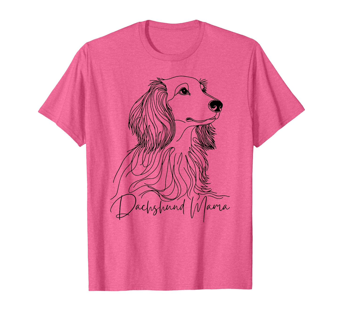 Dachshund Mama Long Haired Dachshund Line Art Dog Artistic T-Shirt