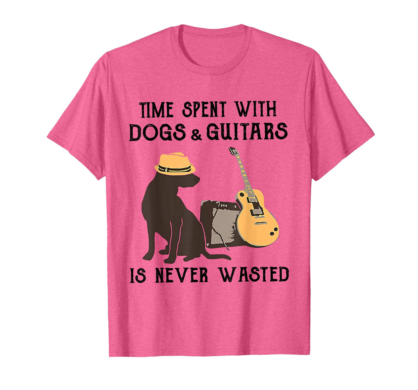 Time Spent With Dog And Guitars Is Never Wasted Saying T-Shirt for Men Women Girls Kids