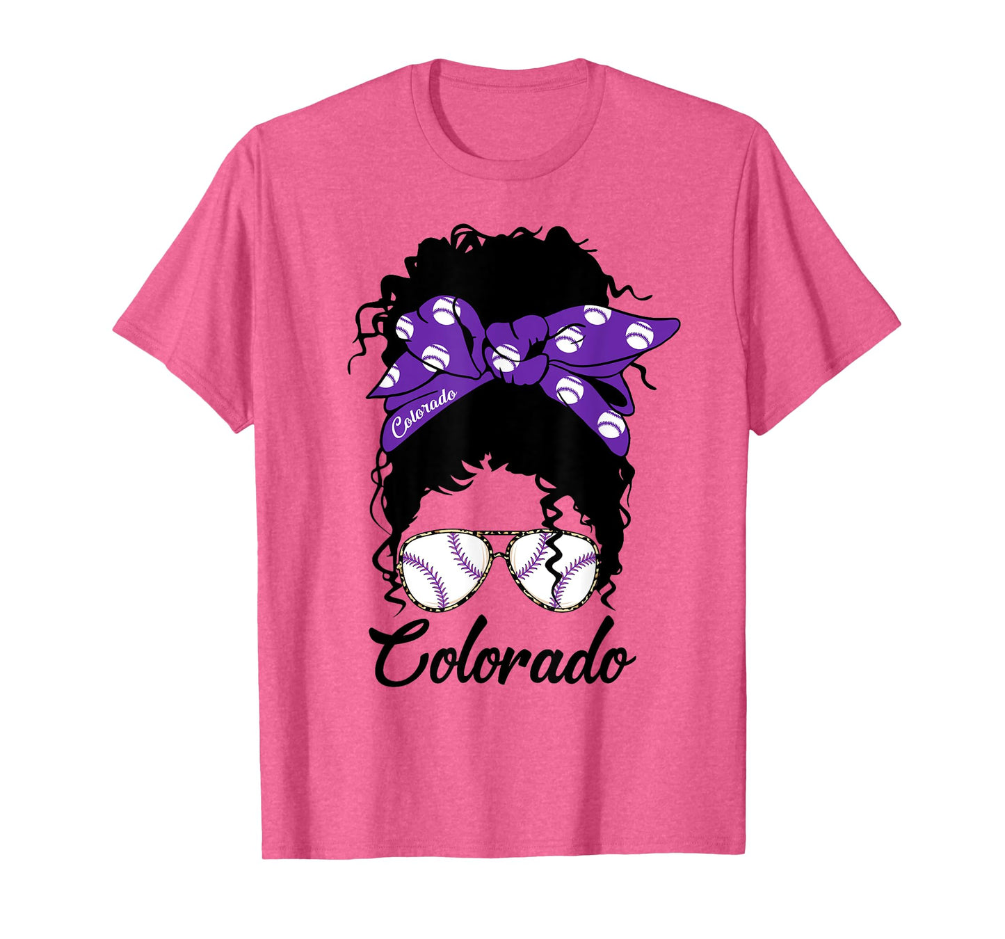 Messy Bun Stylish Baseball Tee for Colorado Women & Girls T-Shirt