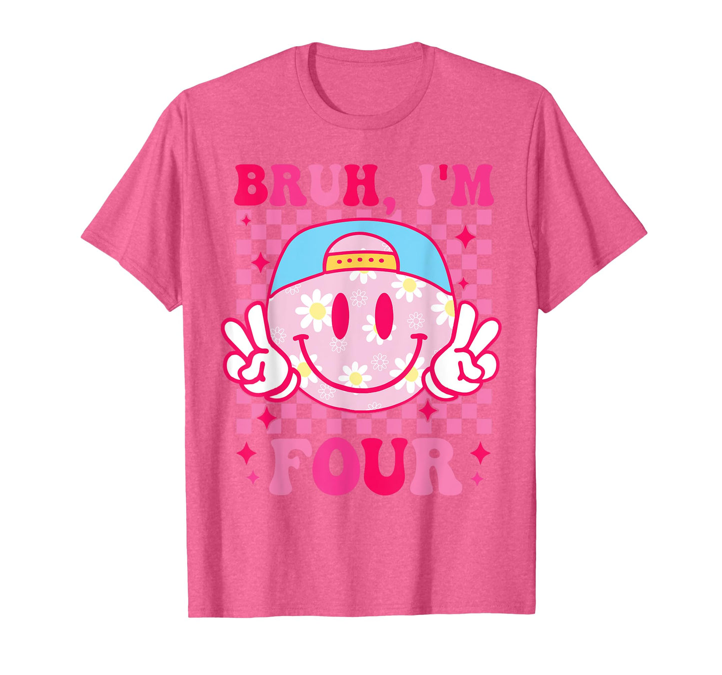 Bruh I'm Four 4 4th Birthday Groovy Girls 4 Years Old T-Shirt