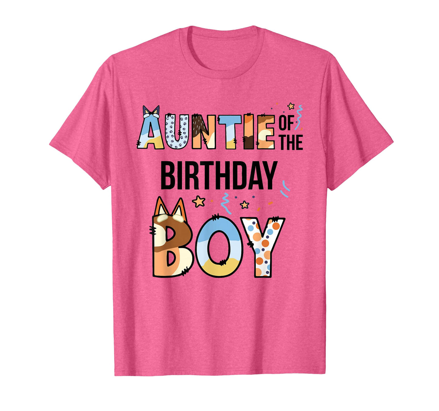 Auntie Of The Birthday Boy Party Blue Dog Lover Matching T-Shirt