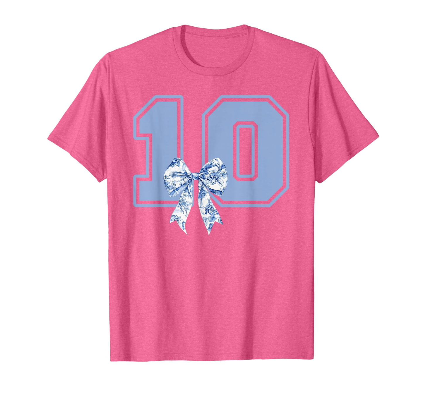 Birthday Girl Coquette Toile Blue Bow 10 Year Old Girl T-Shirt