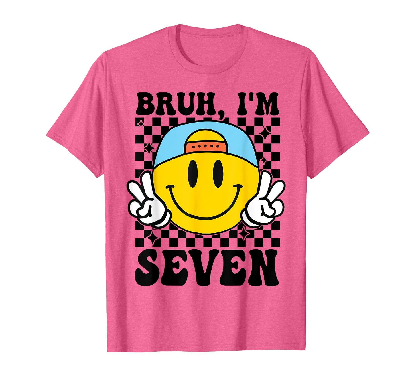 Bruh I'm Seven 7 7th Birthday Groovy Boys Girls 7 Years Old T-Shirt