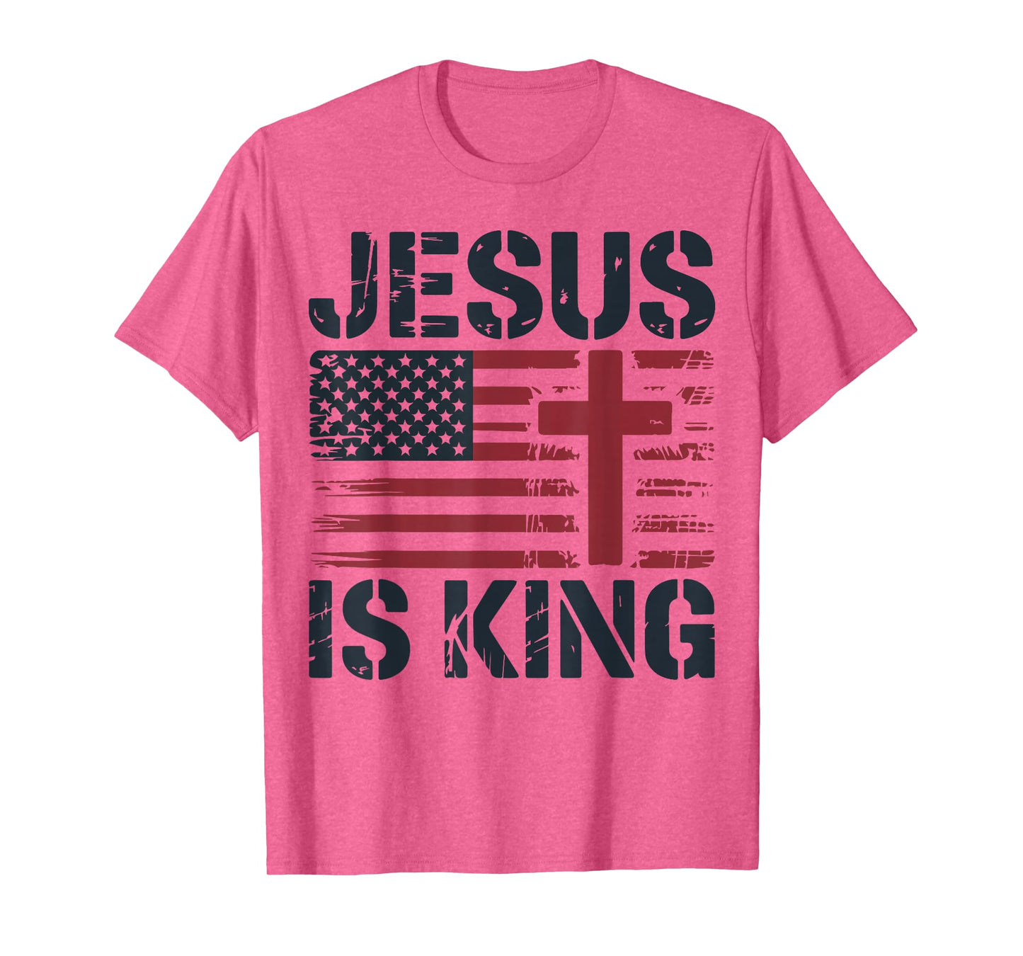 White Jesus is King American Flag Christian Patriotic Cross T-Shirt