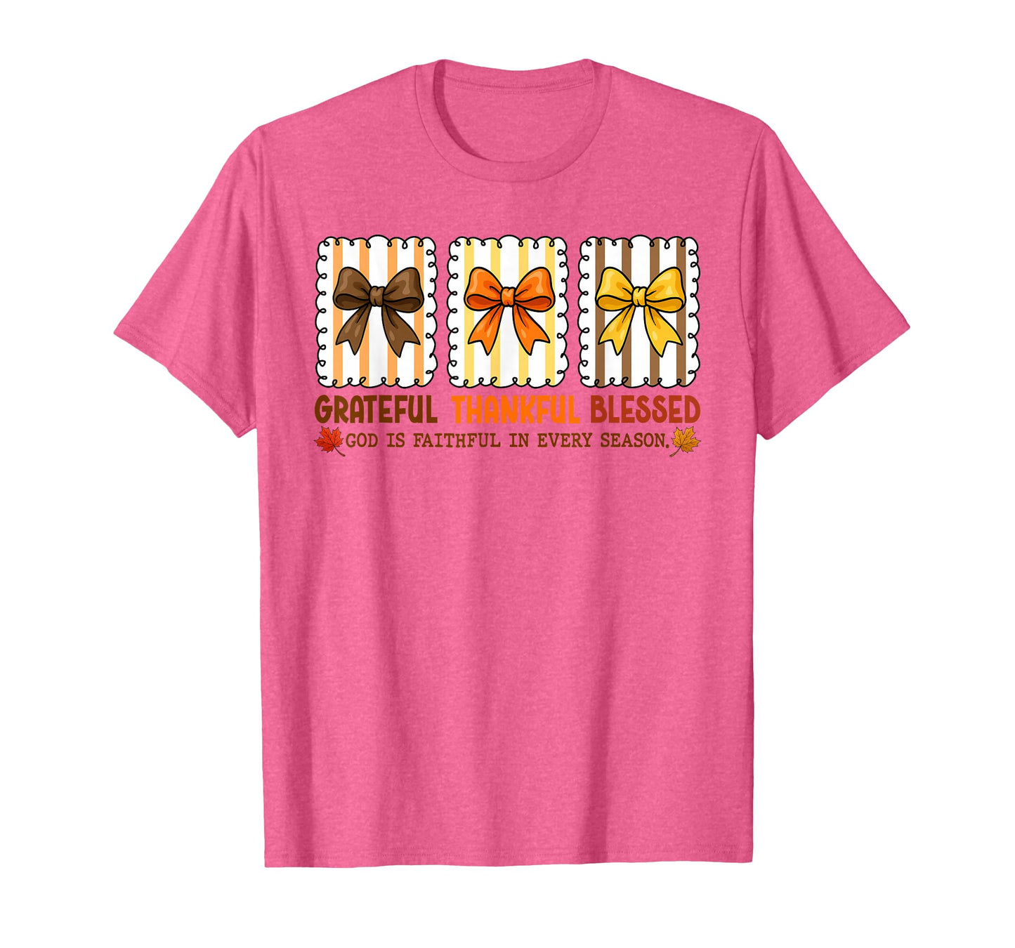 Cute Coquette Christian Fall Bow Grateful Thankful Blessed T-Shirt