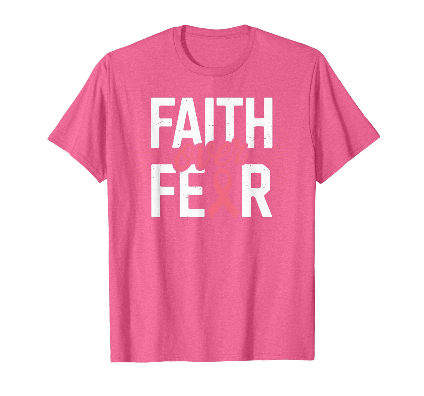 Faith Over Fear Breast Cancer Pink Ribbon Christian Jesus T-Shirt