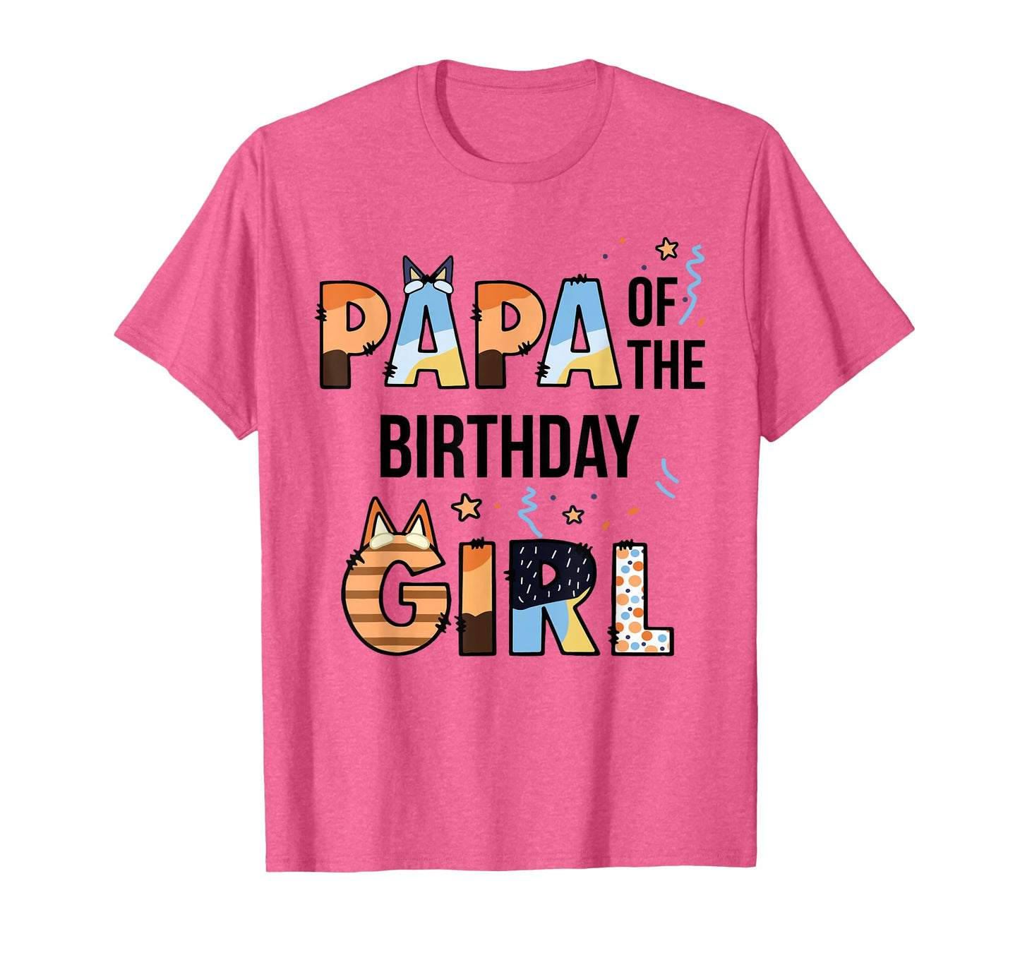 Papa Of The Birthday Girl Party Blue Dog Lover Matching T-Shirt
