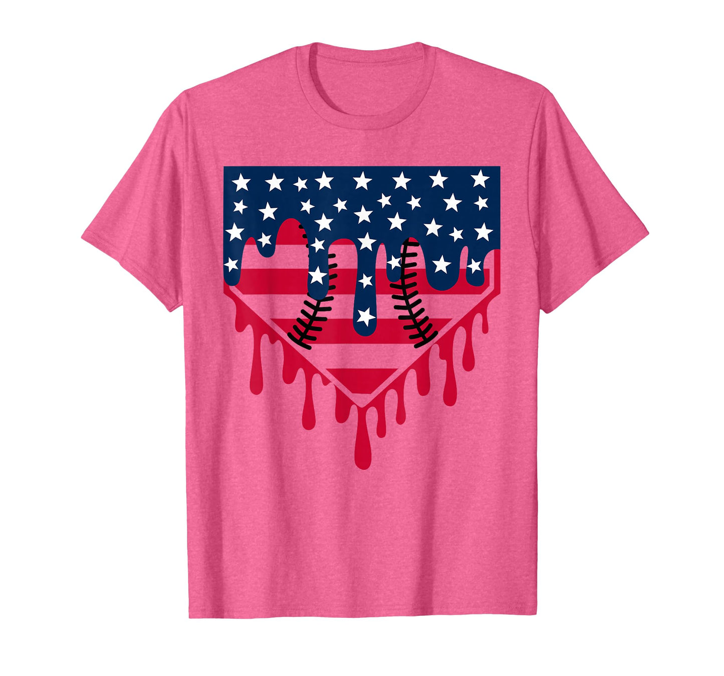 Baseball Drip Boy Ice Cream Patriotic American Flag 4th July T-Shirt