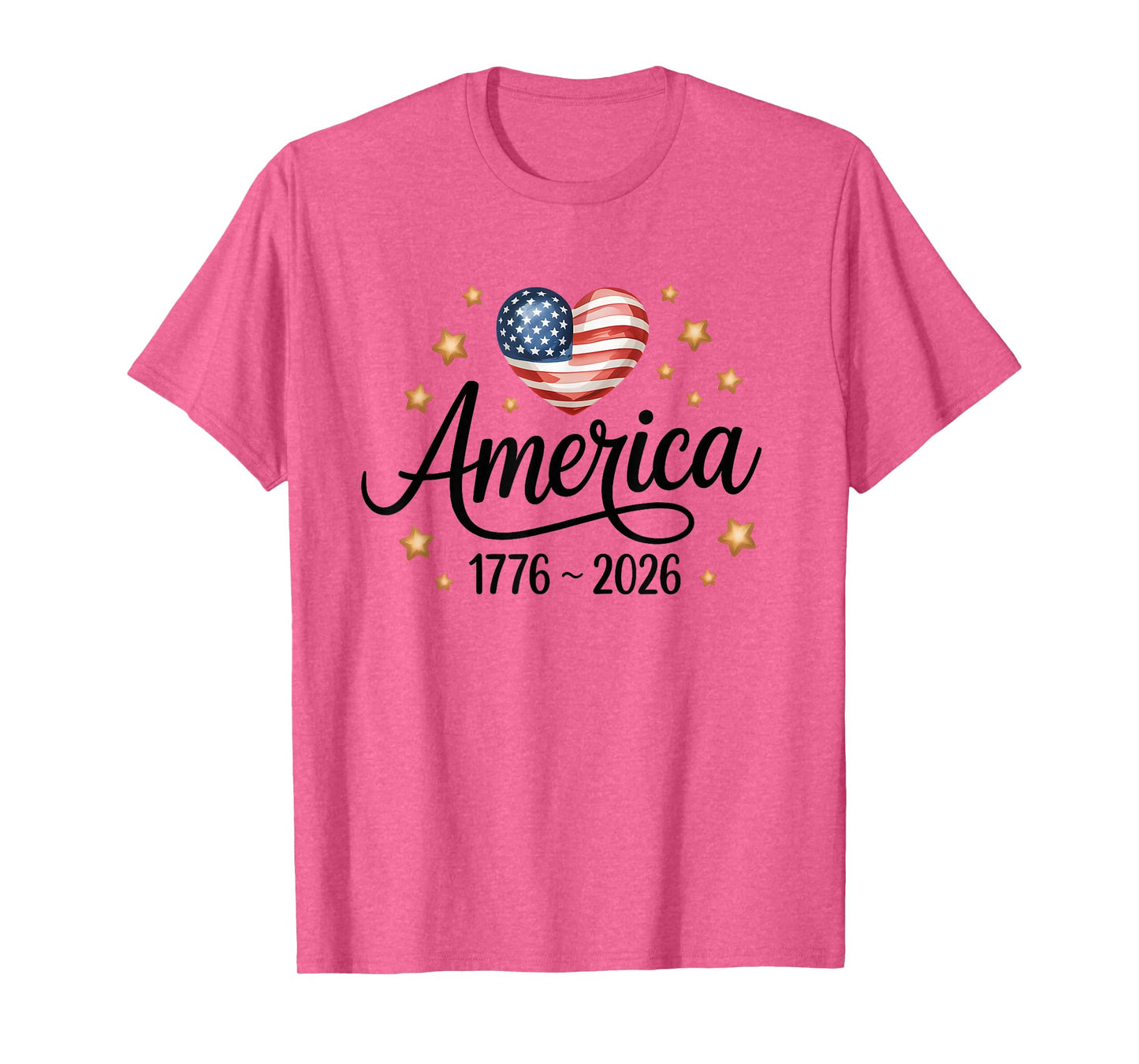 Flag Heart 1776 2026 July 4th 250th Birthday T-Shirt