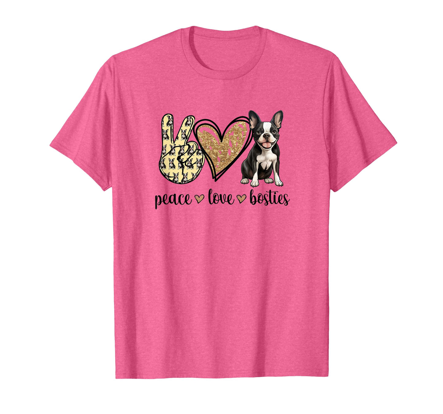 Peace Love Boston Terrier Dog Lover Men Women Girls Kids T-Shirt
