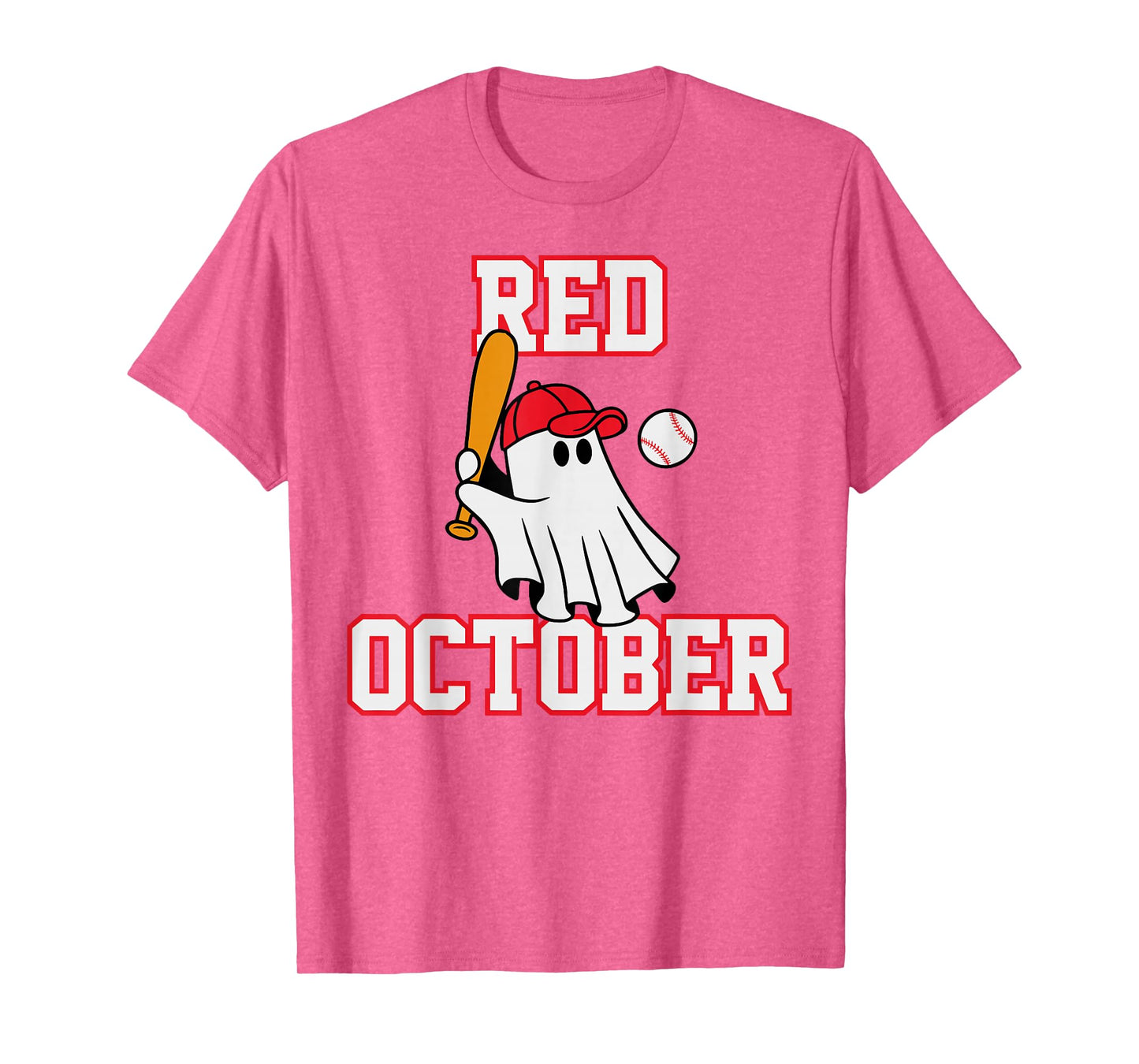 Red October Halloween Ghost Playing Baseball Sport Women Men T-Shirt