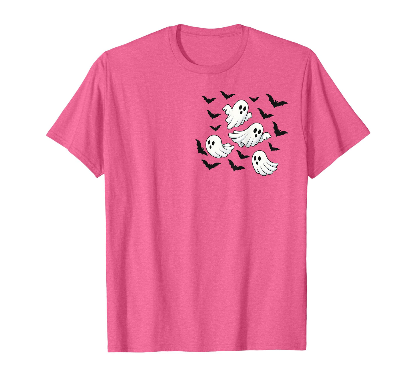 Cute Flying Ghosts and Bats Halloween Pocket Spooky Season T-Shirt