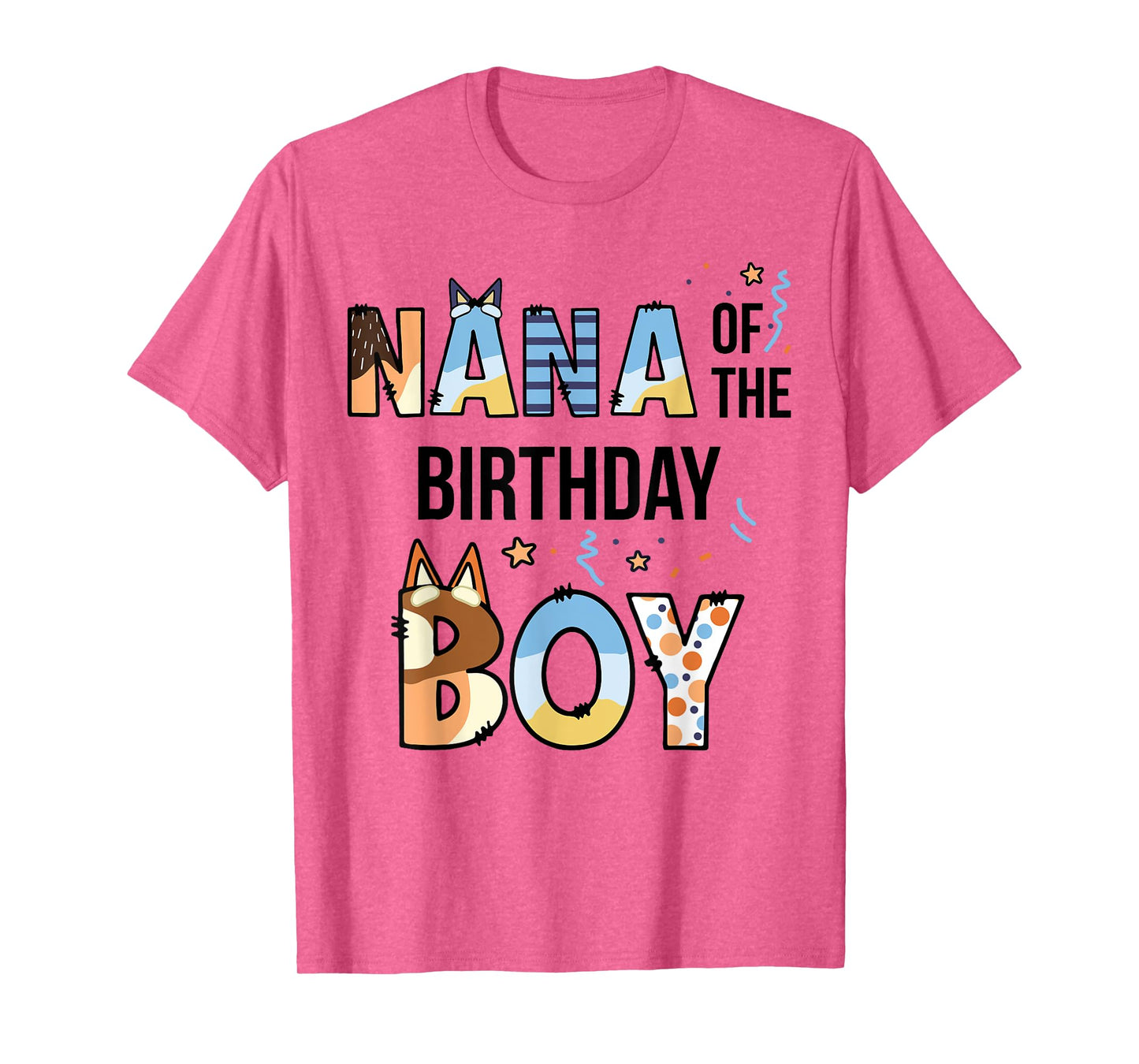 Nana Of The Birthday Boy Party Blue Dog Lover Matching T-Shirt