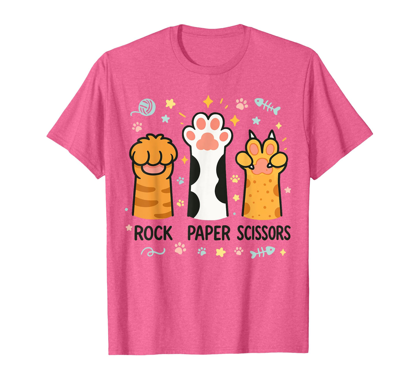 Rock Paper Scissors Hand Game Cute Paw Funny Cat Men Women T-Shirt