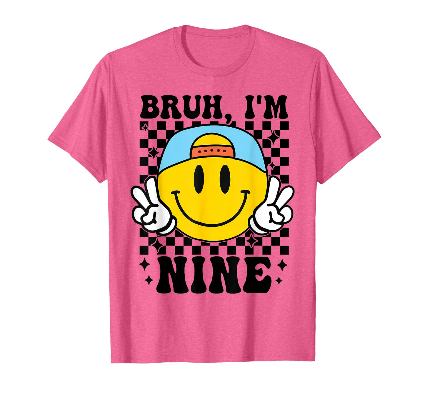 Bruh I'm Nine 9 9th Birthday Groovy Boys Girls 9 Years Old T-Shirt