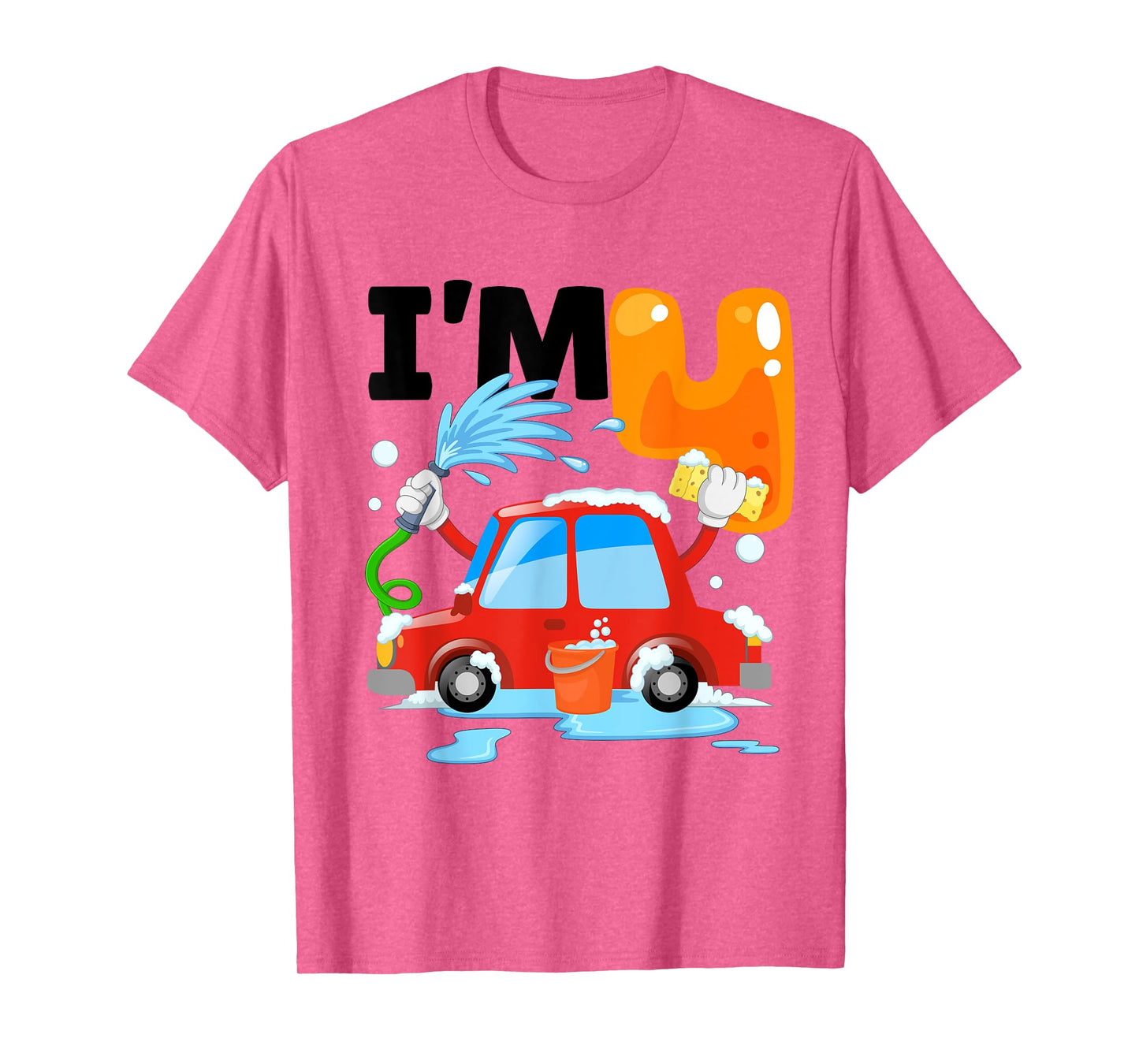 Car Wash 4 Four Year Old Kids 4th Birthday Party Theme T-Shirt