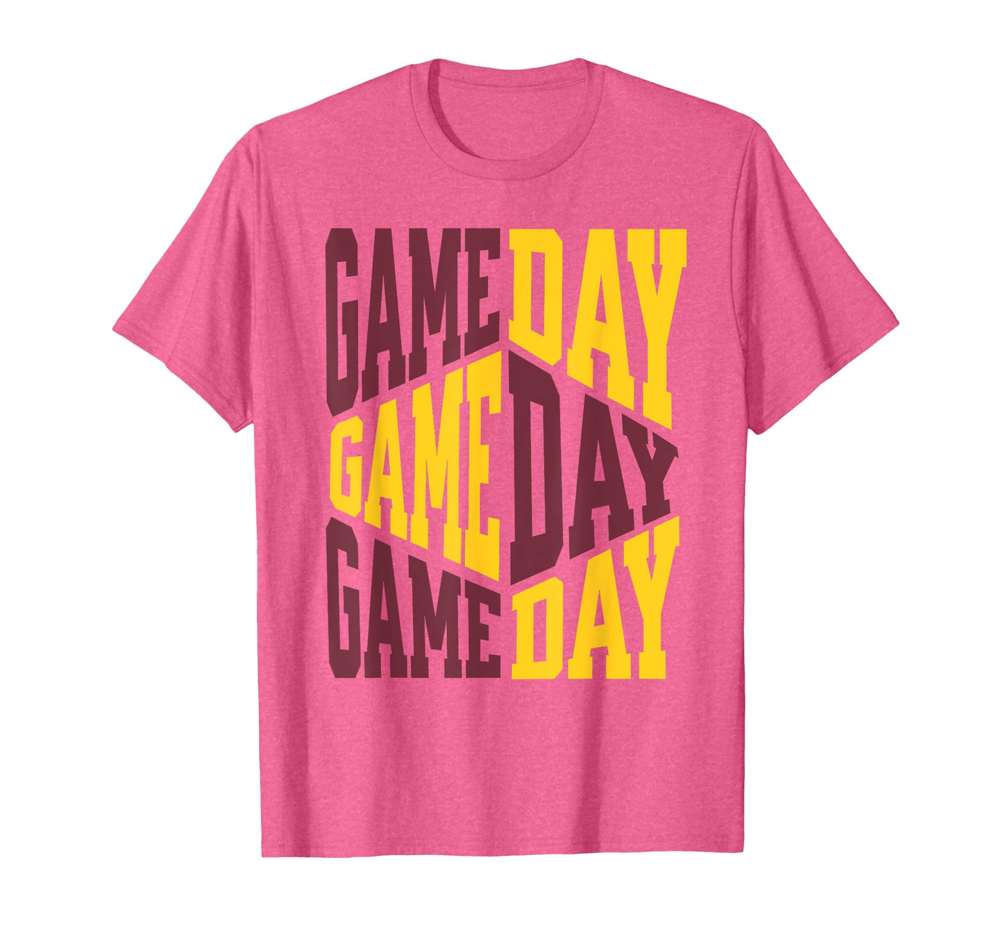 Game Day Sports Football Maroon Yellow Gold School Spirit T-Shirt
