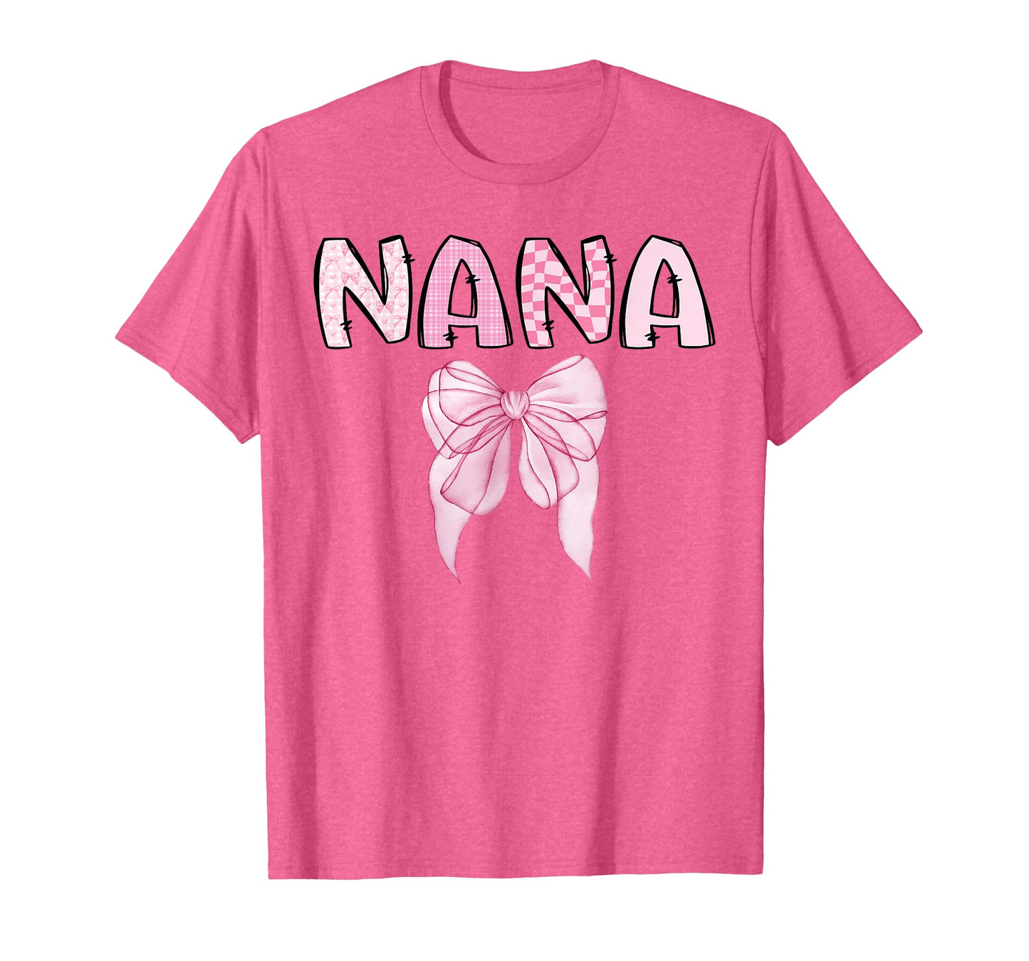 Nana Birthday Girl Matching Coquette Pink Bow T-Shirt