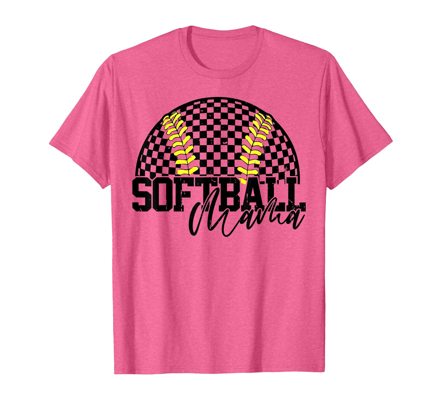 Softball Mama Checkered Softball Game Day Mom Womans T-Shirt