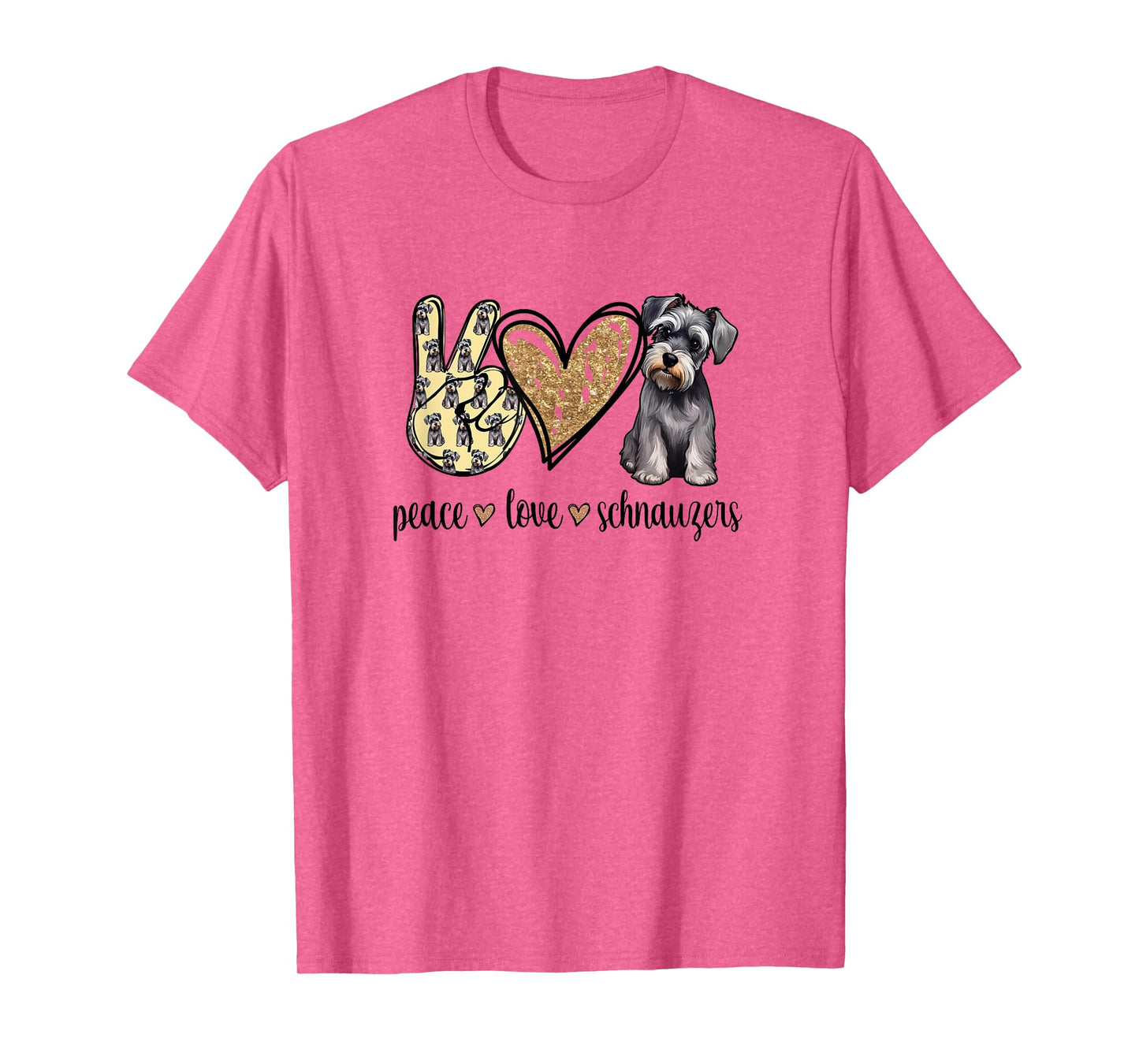 Funny Womens Peace Love Miniature Schnauzer Lover T-Shirt
