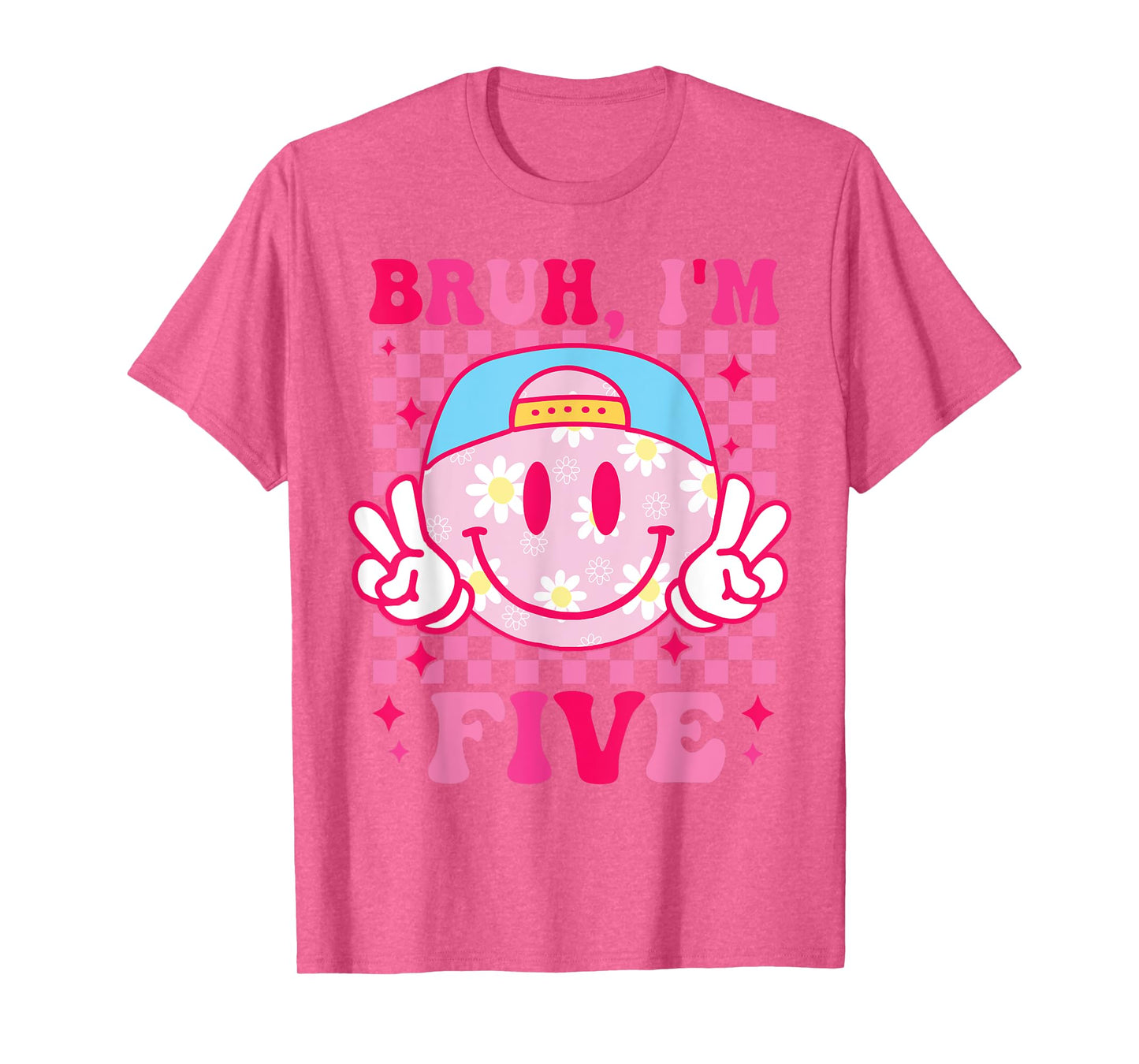 Bruh I'm Five 5 5th Birthday Groovy Girls 5 Years Old T-Shirt