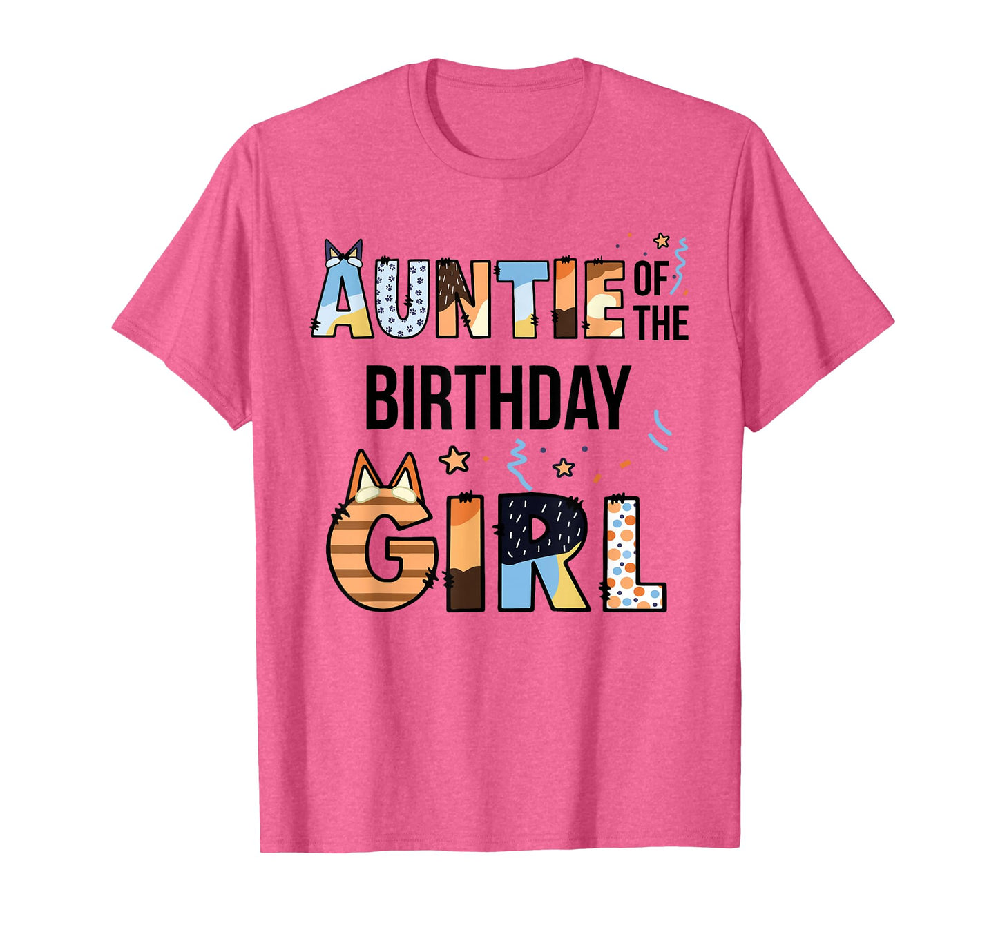 Auntie Of The Birthday Girl Party Blue Dog Lover Matching T-Shirt