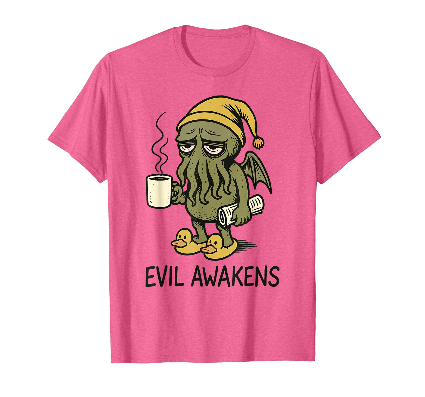 Cthulhu Evil Awakens, Funny Grumpy Cthulhu Morning Coffee T-Shirt
