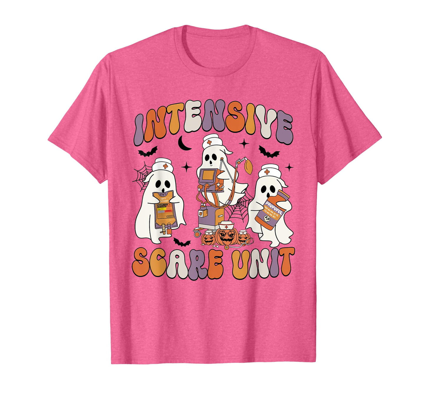 Retro Intensive Care Unit Nurse Halloween ICU Nurse Ghosts T-Shirt