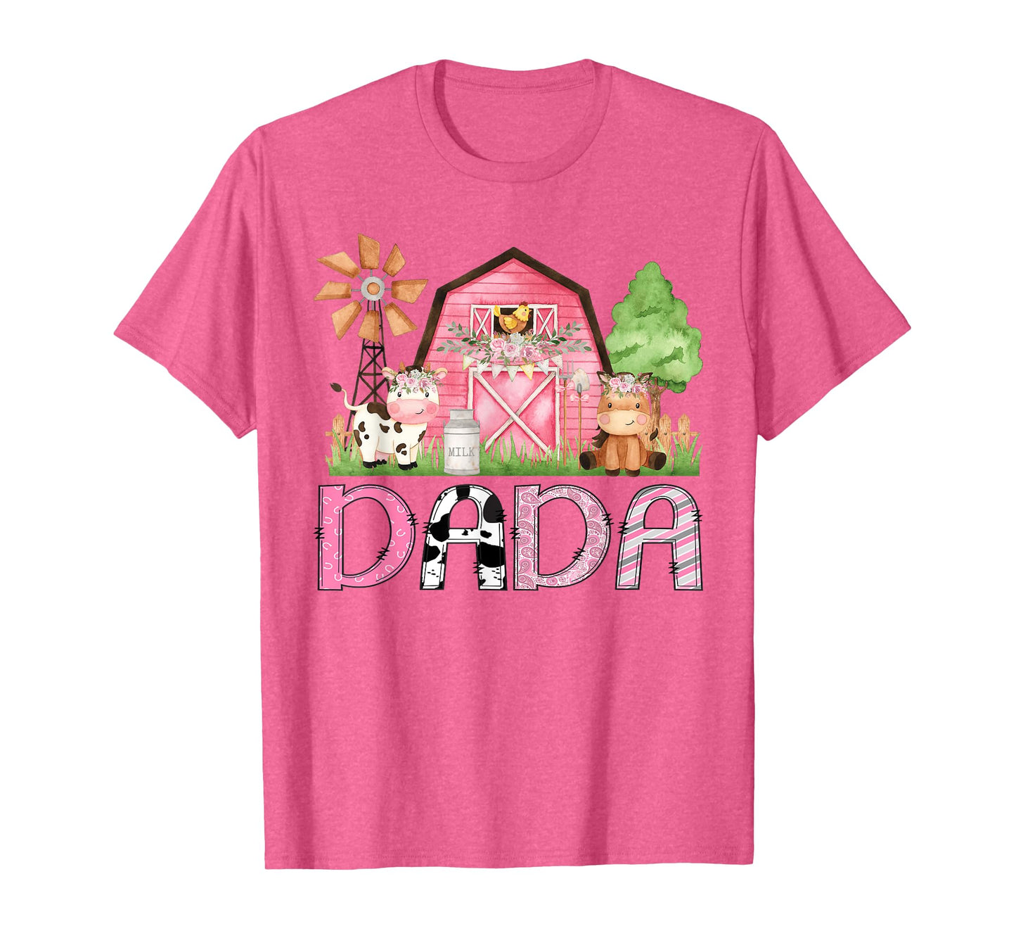 Dada Pink Farm Animal Birthday Kids Matching Family T-Shirt