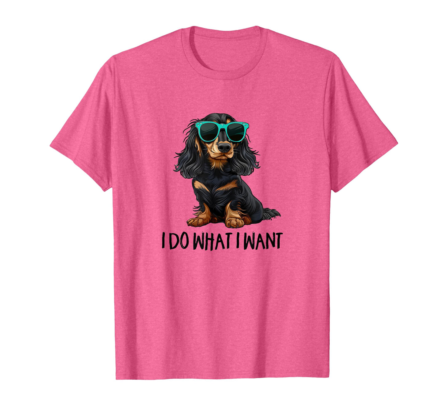 Funny Do What I Want Black Long Haired Dachshund Lover T-Shirt