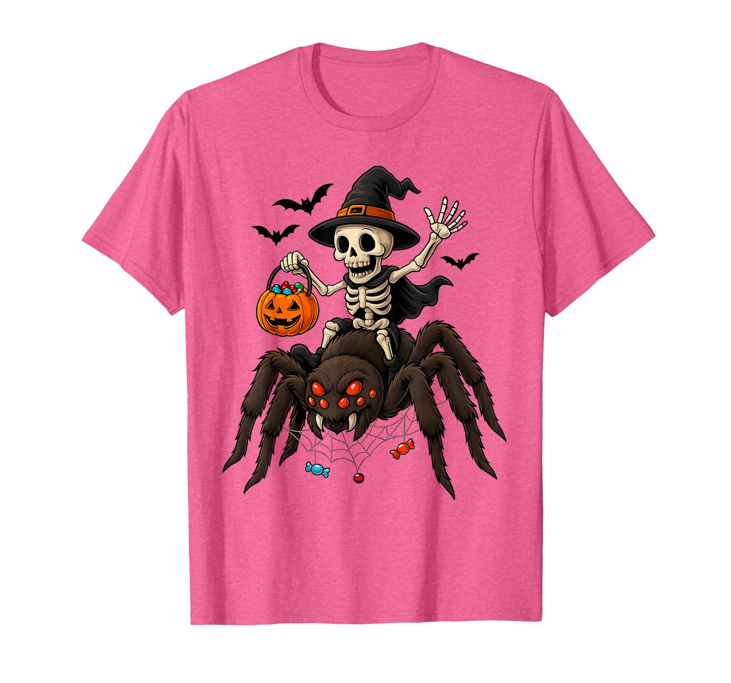 Skeleton Riding Spider Funny Halloween Costume Men Women Kid T-Shirt