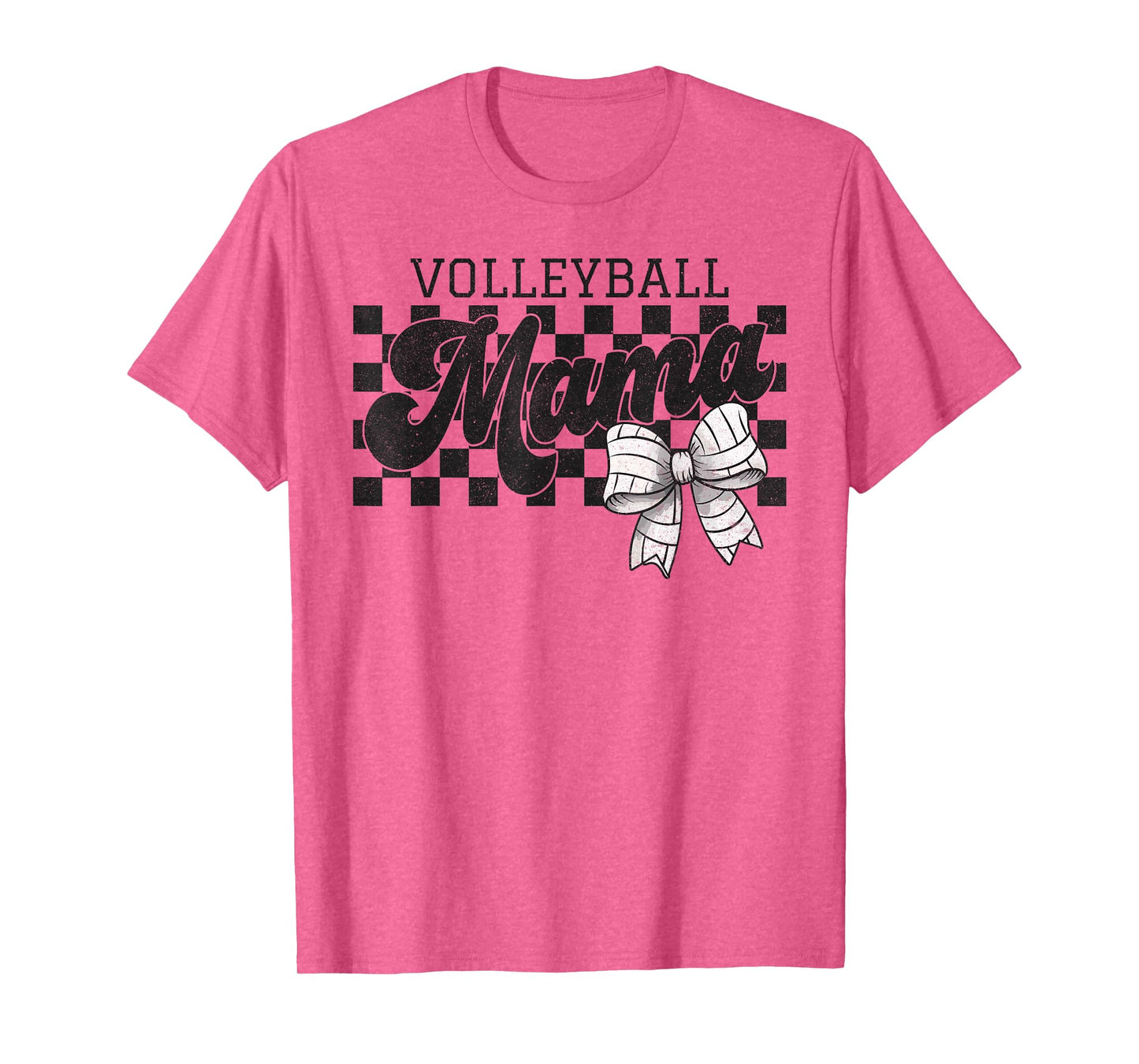 Checkered Volleyball Mama Coquette Bow Volleyball Mom Gift T-Shirt