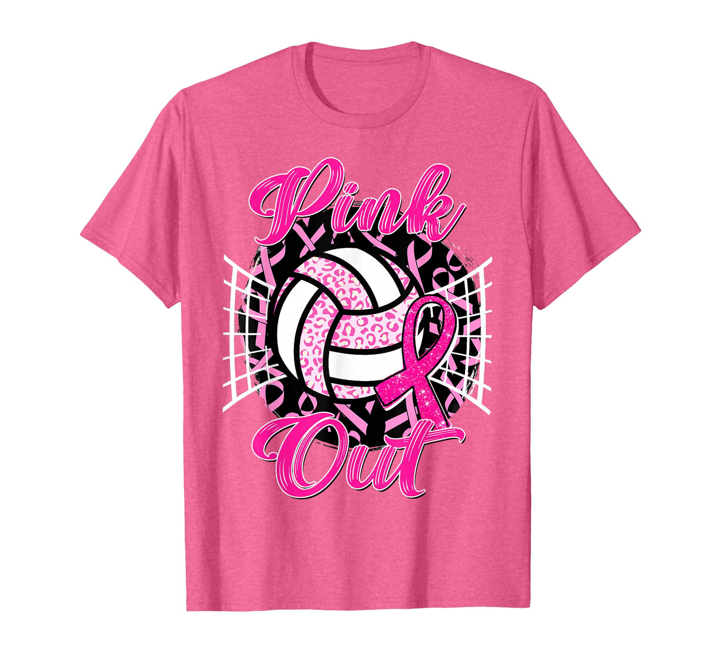 Pink Out Volleyball Ribbon Breast Cancer Awareness Women T-Shirt