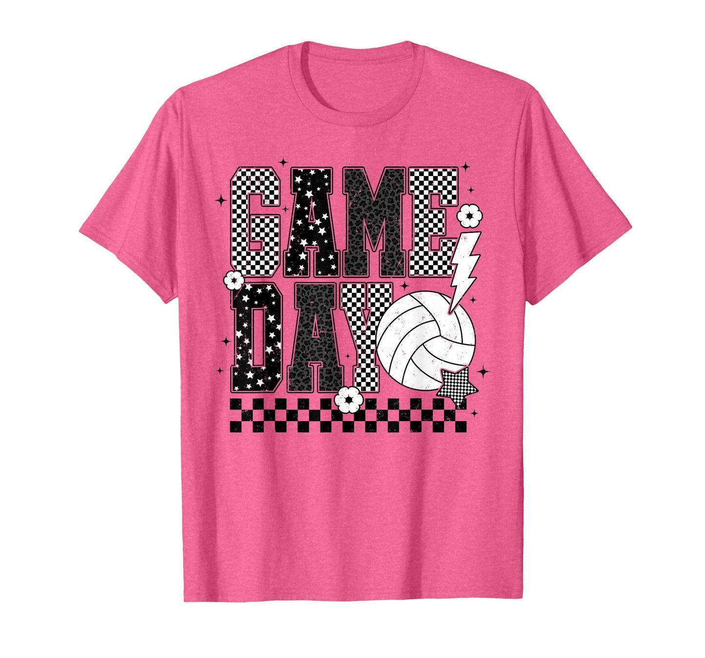 Game Day Volleyball Checkered Funny Volleyball T-Shirt