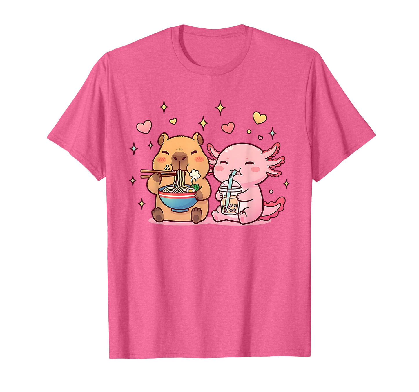 Cute Capybara and Axolotl Kawaii Funny Boba Capibara Kids T-Shirt