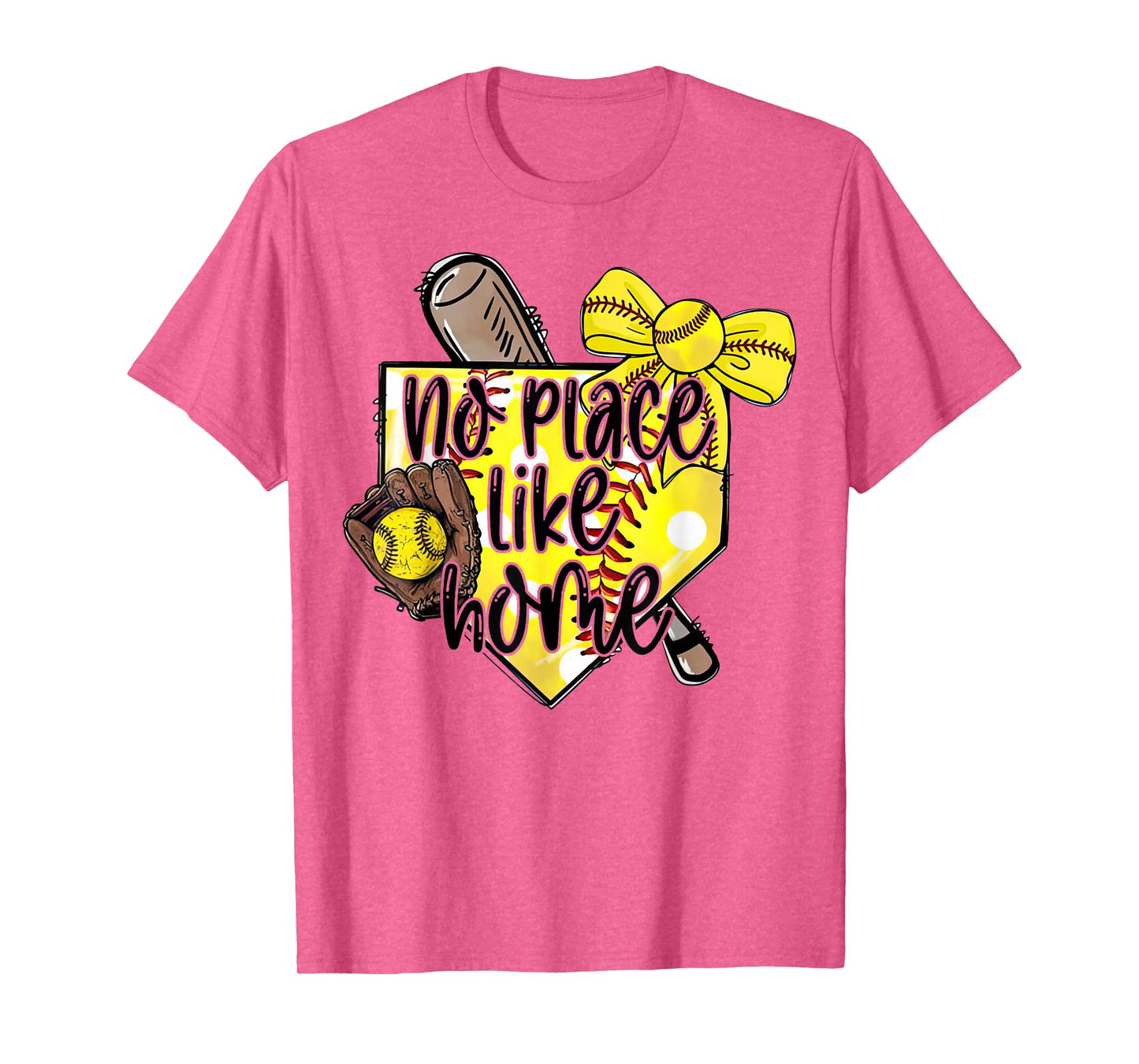 Softball No Place Like Home Funny Sports Mom Retro T-Shirt