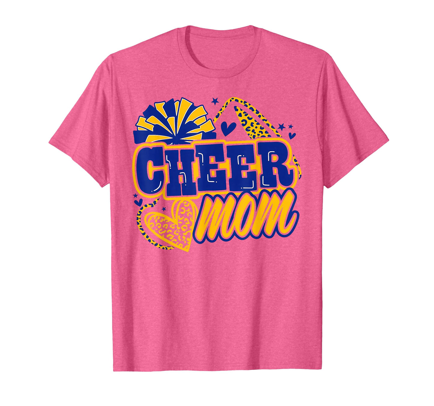 Cheer Mom Blue Gold Cheerleader Game Day Mama Football T-Shirt