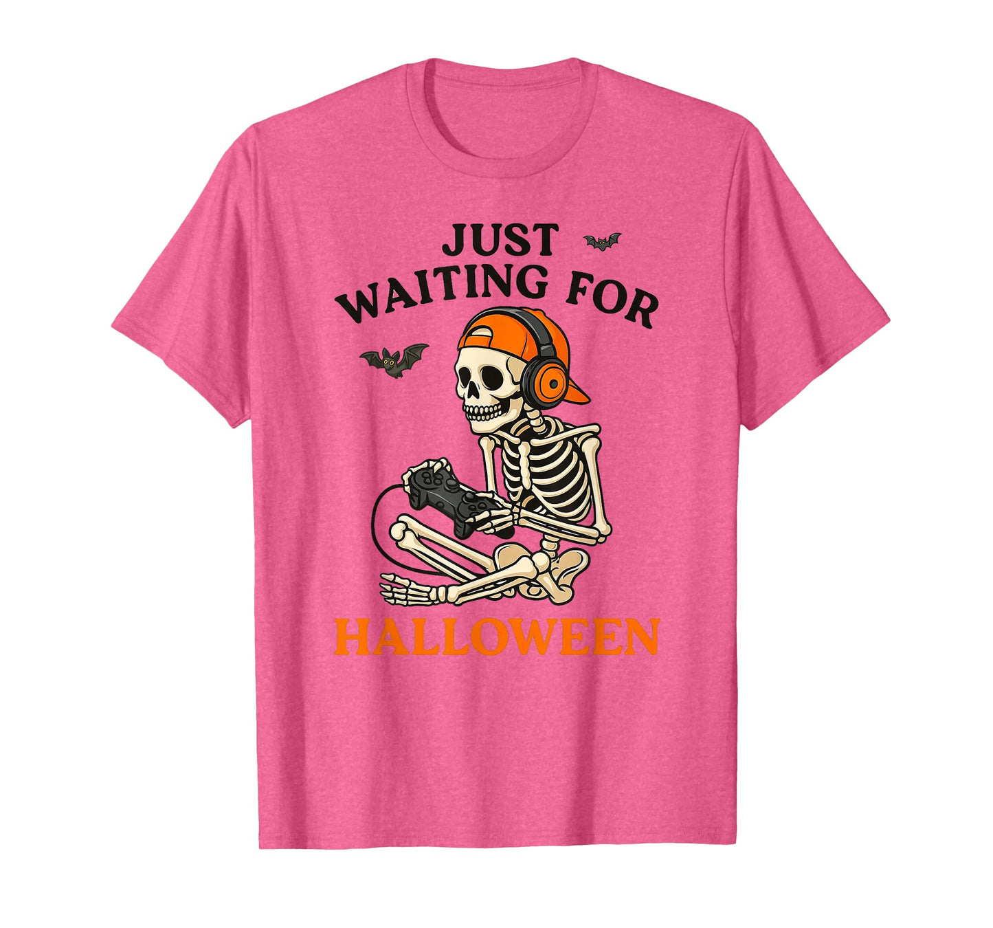 Funny Skeleton Waiting Halloween Gamer Video Gaming Teen Boy T-Shirt