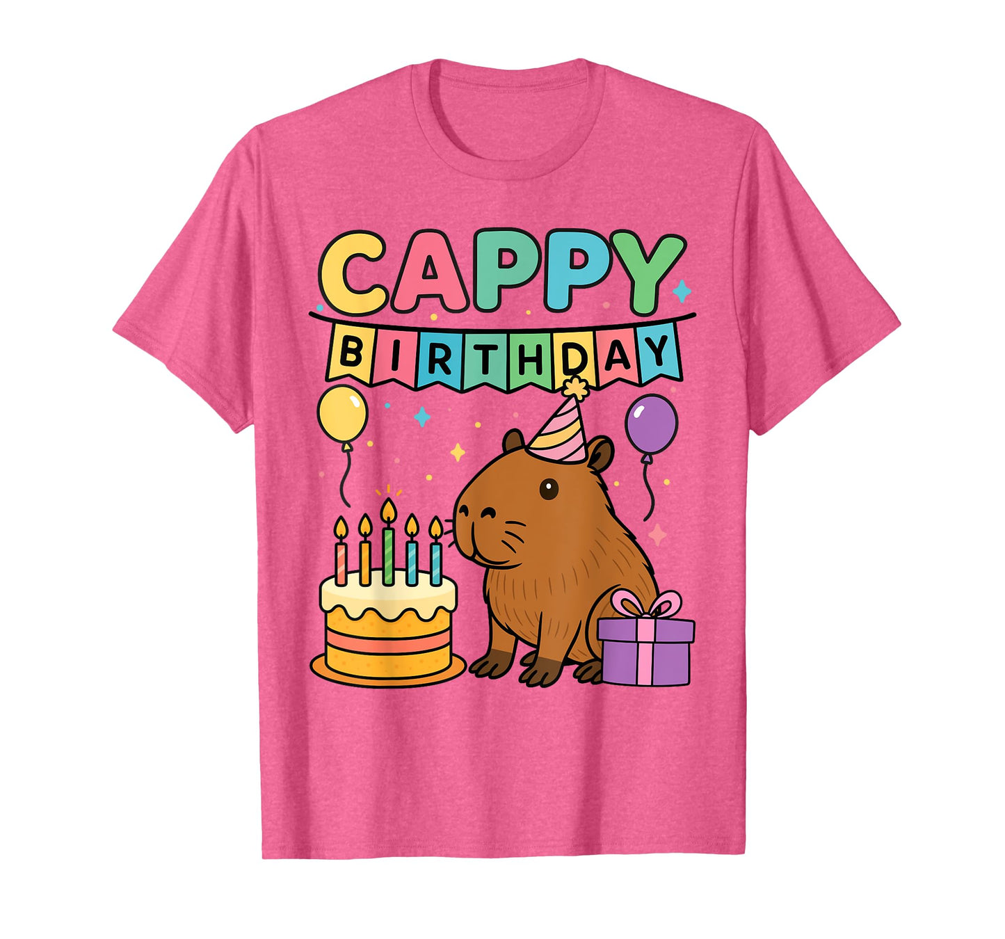 Cute Capybara Lovers Cappy Birthday tee Happy Birthday Party T-Shirt