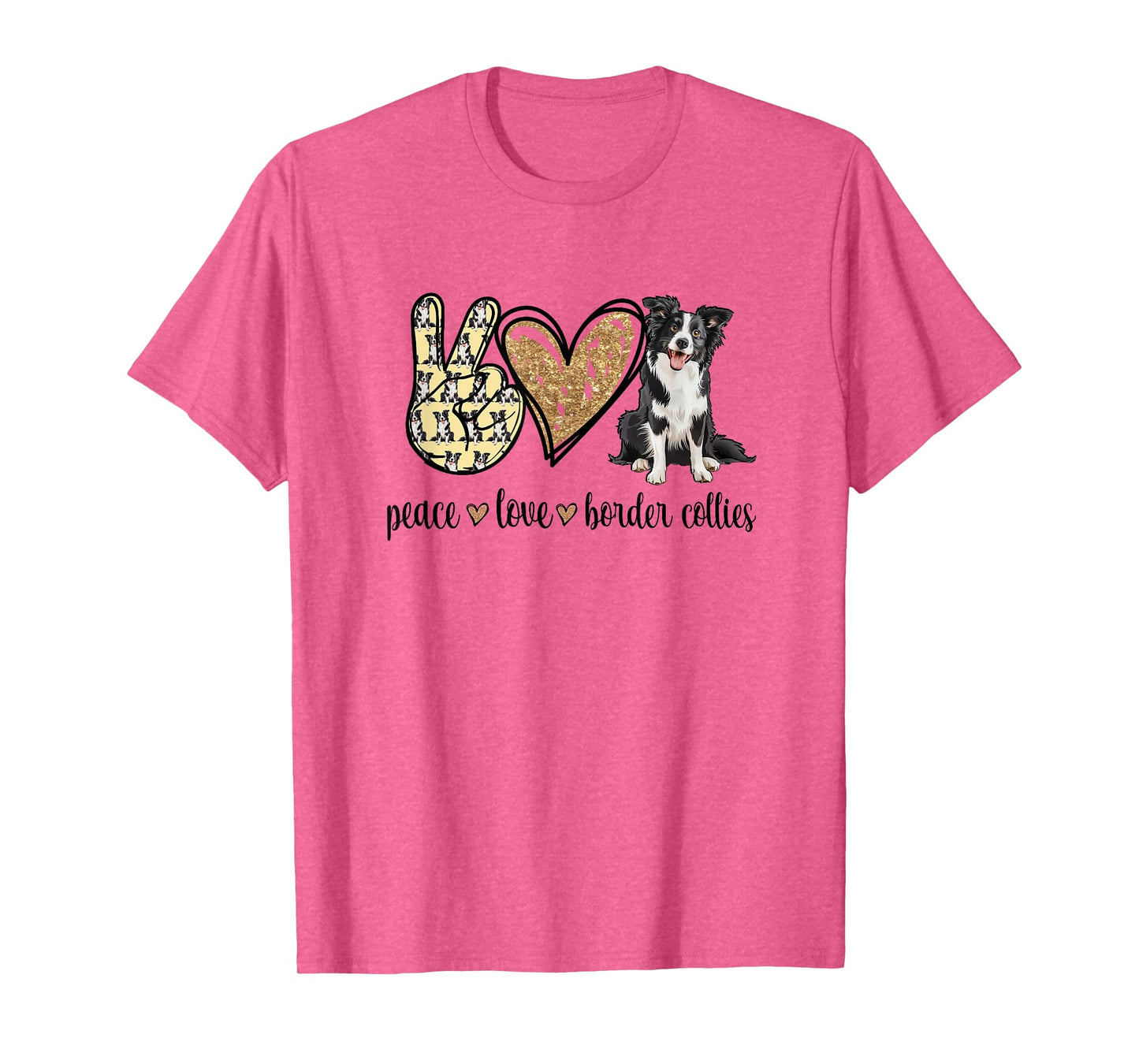 Womens Girls Kids Dog Mom Peace Love Border Collie Lover T-Shirt