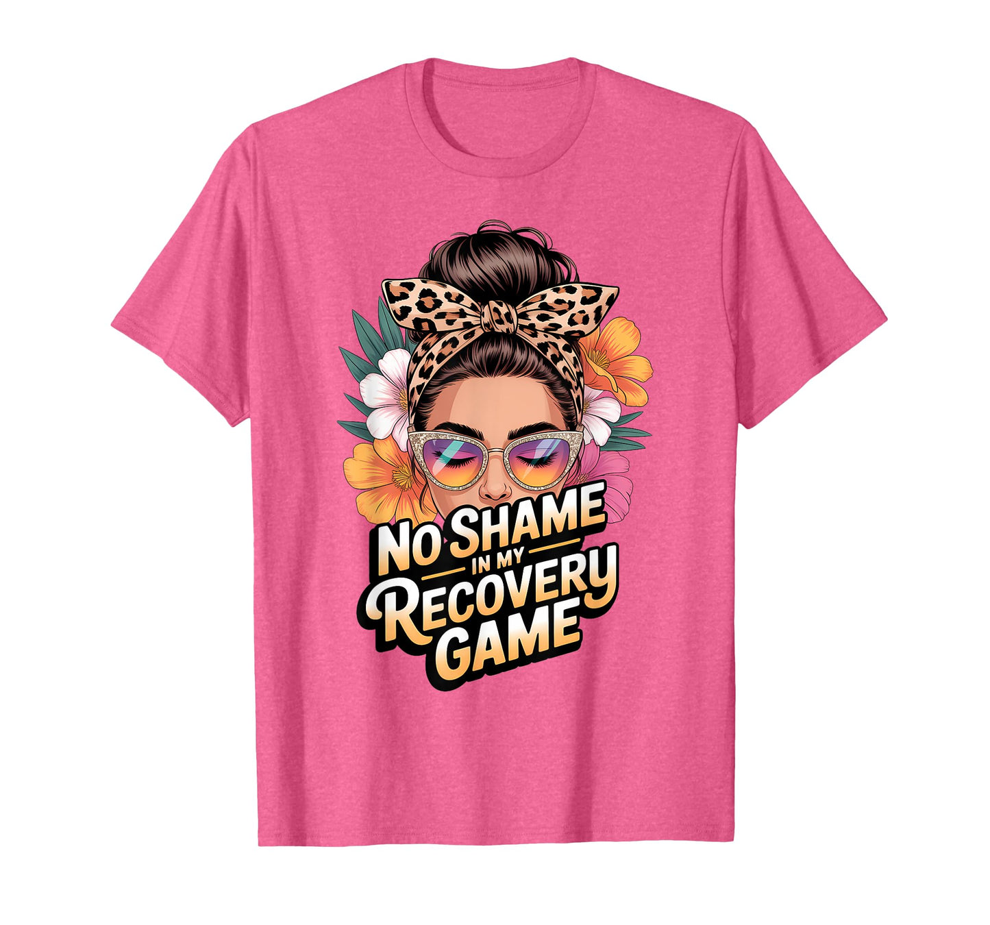 No Shame in My Recovery Game Floral Sober AA/NA Anniversary T-Shirt