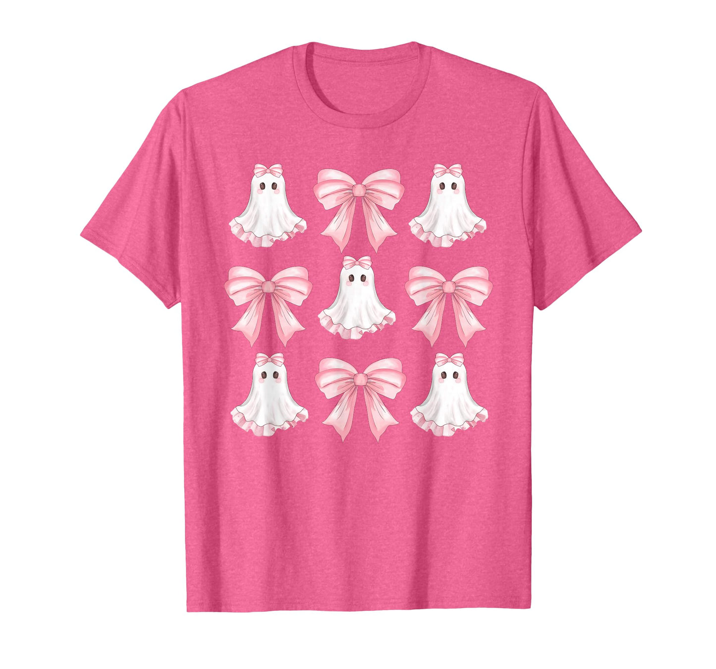 Pink Coquette Bow Ghost Halloween Girls Teens Kids Women T-Shirt